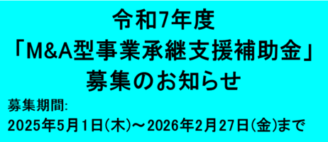 M＆A型事業承継支援補助金